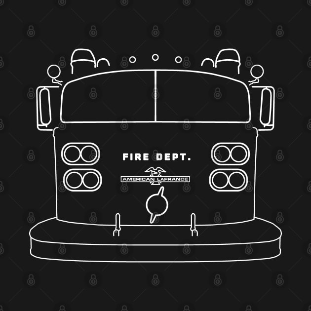 Classic American LaFrance fire engine white outline graphic by soitwouldseem