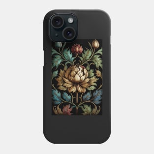 Floral Garden Botanical Print with Black Background Phone Case