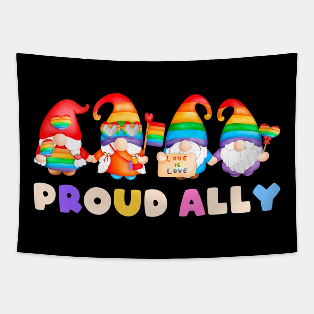 Proud Ally, Gnomes, LGBT Pride, Straight Tapestry by mason artist