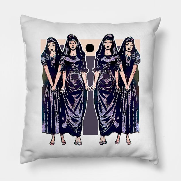 Four fearless sisters, grieving women strong and determined. Pillow by Marccelus