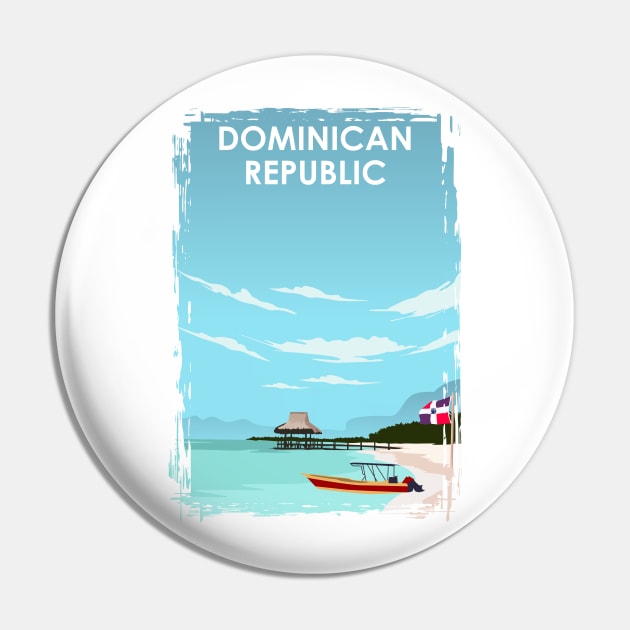 Dominican Republic Travel Poster Pin by jornvanhezik