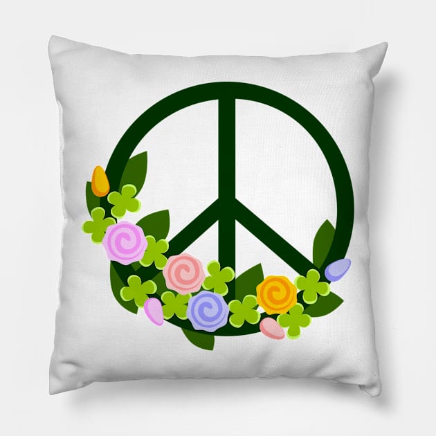 Green peace sign Pillow by Montanescu