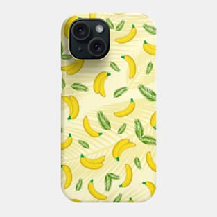 Bananas and tropical leaves pattern Phone Case