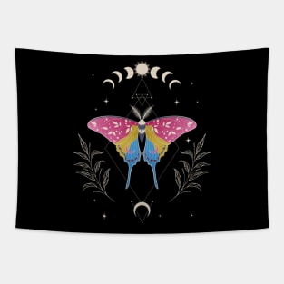 Pansexual Luna Moth Celestial Cottagecore LGBT Pride Flag Tapestry