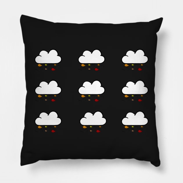 Windy Cloud Pack with Fall Colored Leaves Pillow by thcreations1