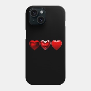 Three red hearts Shinning love Phone Case