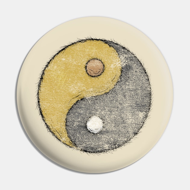 Fuzzy Yin Yang - Distressed Pin by PruneyToons