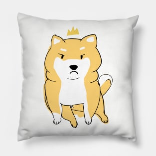 Angry Chibi Shiba With a Crown Pillow