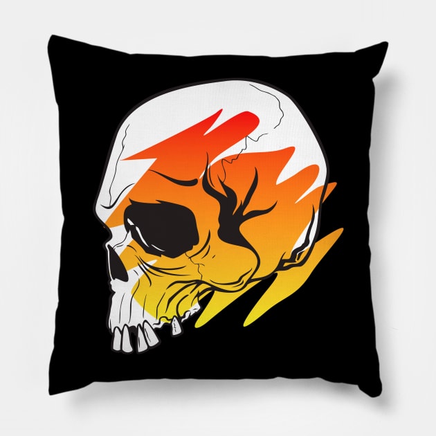 Skull Swoosh Fire Gradient Pillow by machmigo