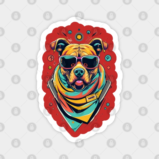 Cool Colorful Pitbull Design Magnet by masksutopia