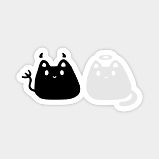 Cute black Devil and white Angel cats Magnet