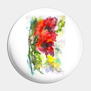 Poppy Watercolor Painting Pin