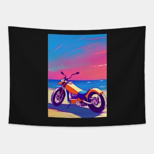 COOL RETRO MOTORCYCLE ON THE BEACH RED TINGED Tapestry