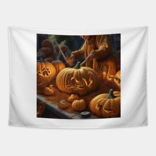 Halloween Pumpkin Carving Tapestry