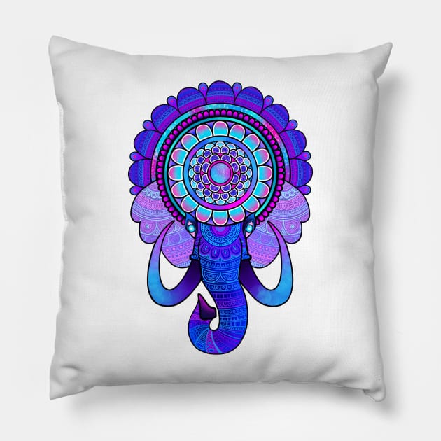 Blue Zenelephant Pillow by Mashmuh