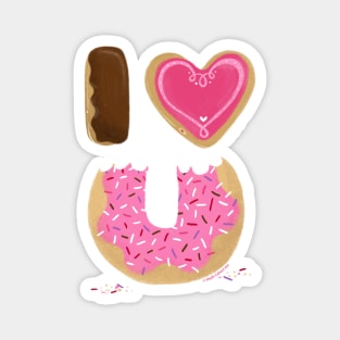 I love you donuts - valentines day doughnut i heart you sweet food art Magnet