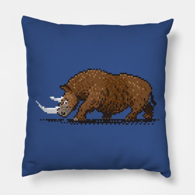 Prehistoric Pixels - Woolly Rhino Pillow by TeeBC