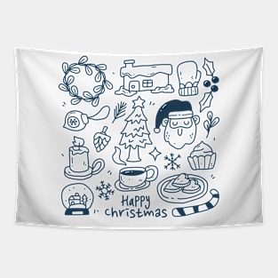 Christmas Doodle Theme Tapestry