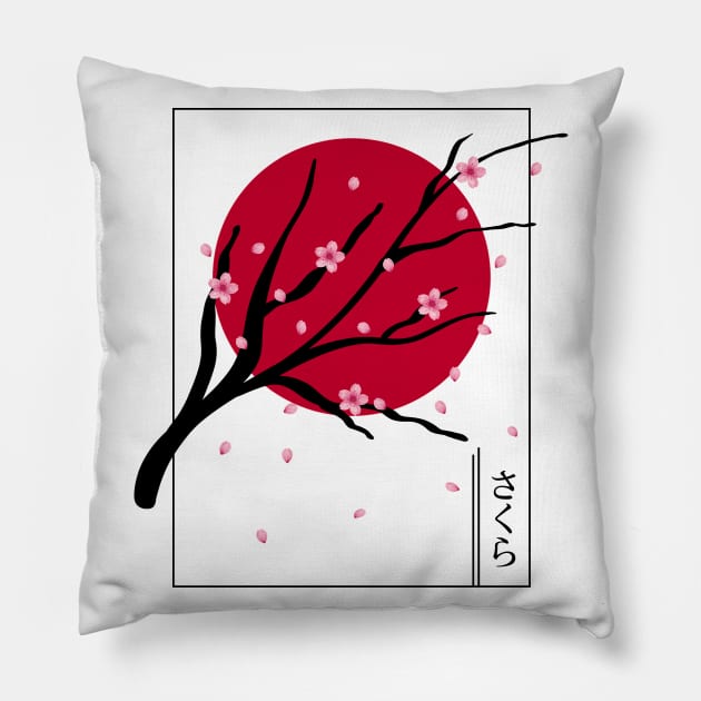 Japanese Sakura Cherry Blossom Pillow by gogo-jr