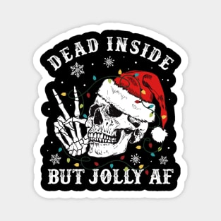 Dead Inside But Jolly AF Skeleton Santa Christmas Magnet