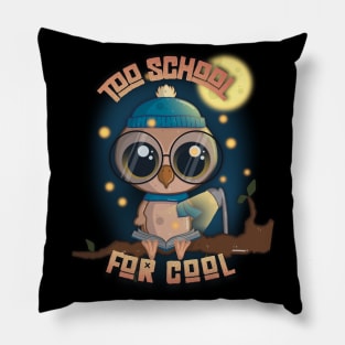 Too School for Cool Cute Owl Reading a Book at Night Pillow