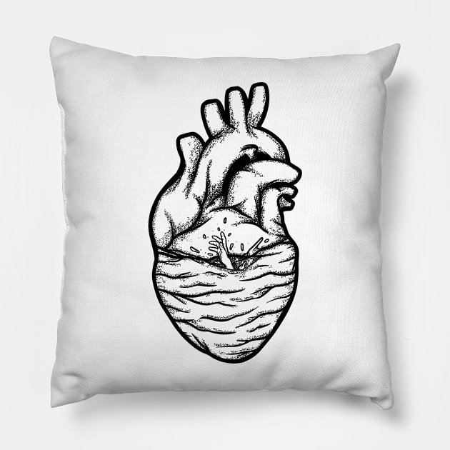 Drowning in my own heart Pillow by P7 illustrations 