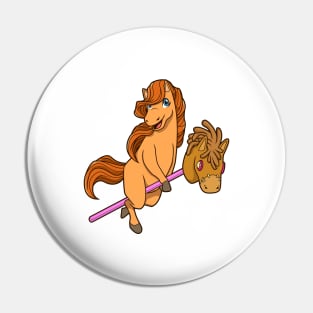 Horse riding on hobbyhorse - Hobby Horsing Pin