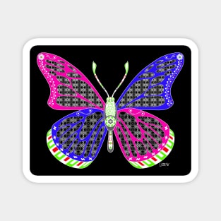 black butterfly ecopop arts in mexican pattern Magnet
