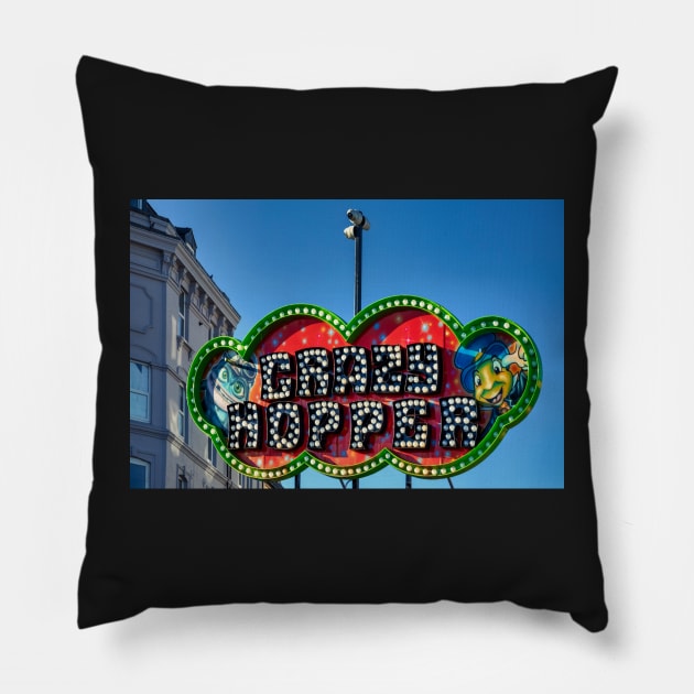 Crazy hopper sign Pillow by jasminewang