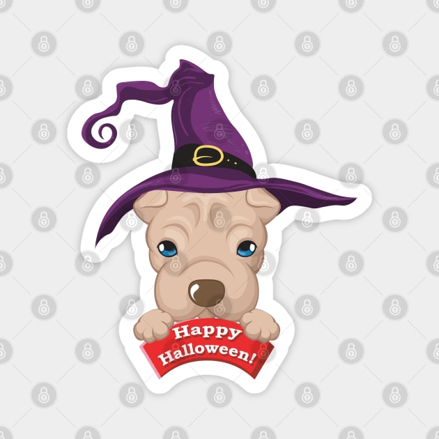 Cute Halloween Puppy Witch Magnet by MonkeyBusiness