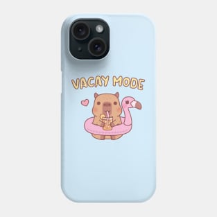 Cute Capybara With Flamingo Pool Float Vacay Mode Phone Case