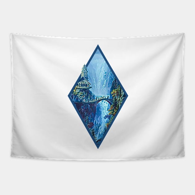 The Fellowship Departs - Digital Art - Diamond Frame - White - Fantasy Tapestry by Fenay-Designs