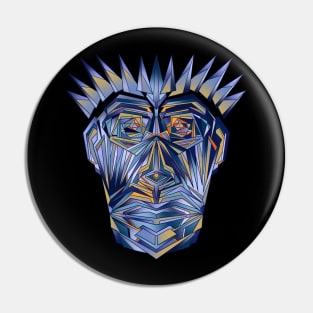 Abstract blue face with crown of thorns Pin