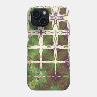 Green, Purple and Cream Window Frame Pattern - WelshDesignsTP003 Phone Case