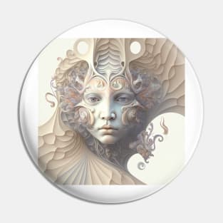 Fractal Pattern Featuring A Portrait of A Woman Pin