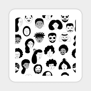 Seamless pattern with man and woman faces Magnet