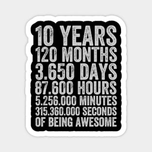 10 Years Of Being Awesome Retro Vintage Birthday Magnet