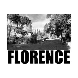 Florence Black and White Photography Travel Landscape (black text) T-Shirt