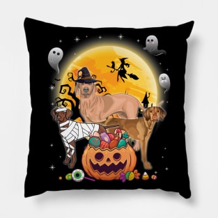 Vizsla Dog Mummy Witch Moon Ghosts Happy Halloween Thanksgiving Merry Christmas Day Pillow