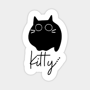 Kitty Fluffy Fat Black Cat Magnet