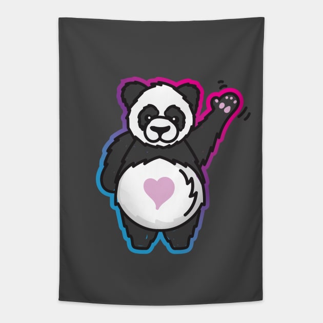 Hello Giant Panda Bear Heart Tapestry by Vin Zzep