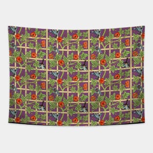 William Morris Vintage Trellis Pattern on Lavender Tapestry