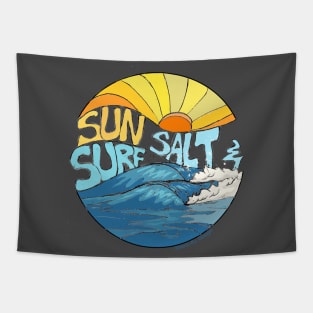 Sun Salt & Surf retro summer wave art Tapestry