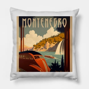 Montenegro Vintage Travel Art Poster Pillow