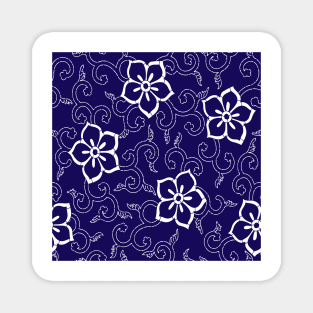 Blue Batik Floral Magnet