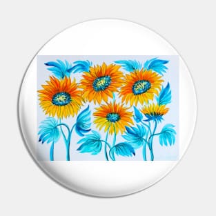 Sunflowers Field Watercolor Painting Pin