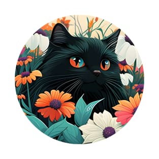 Floral Kitty - Black Cat Filled With Flowers T-Shirt