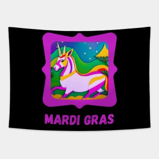 Mardi Gras Colorful Unicorn Tapestry