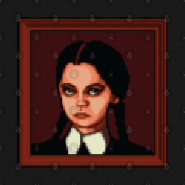 Wednesday Addams Portrait Pixel Art by inotyler