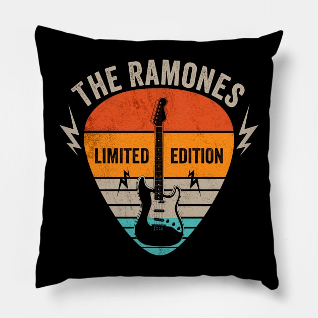 Vintage Ramones Name Guitar Pick Limited Edition Birthday Pillow by Monster Mask